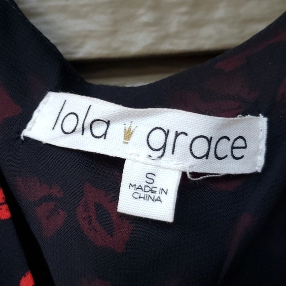 Lola Grace Lip-Print Faux-Wrap Dress S - Picture 7 of 11